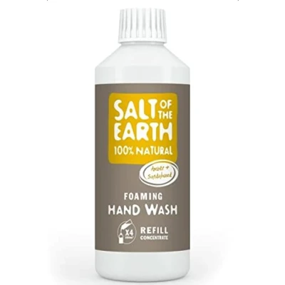 Abbildung von Salt Of The Earth 100% Natural Foaming Hand Wash Refill, Amber &amp; Sandalwood Vegan, Instant Foaming, Sustainable, Leaping Bunny Approved, Made in UK 500ml