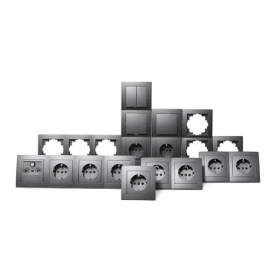 Abbildung von MC POWER FLAIR Wand Steckdosen und Schalter Set Komfort 23 teilig anthrazit, matt