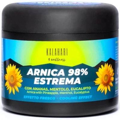 Abbildung von KALAHARI Arnika 98% Gel Extreme und Extra Stark verstärkt mit Ananas Extrakt Intensive Wirkung für Massagen Muskeln &amp; Gelenken Kühlendes Gel, natürlichen Inhaltsstoffen, Made in Italy 500ml