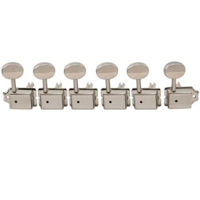 Abbildung von Musiclily Pro Vintage Split Shaft 6 in line Gitarren Mechaniken Tuners Set für Squier Classic Vibe Strat/Tele Style E Gitarre, Nickel