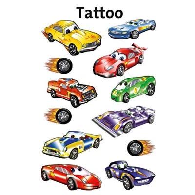 Abbildung von AVERY Zweckform 56685 Tattoo Kinder 12 Stück (Temporäre Tattoos Rennfahrzeuge, wasserfest, Klebetattoos, Kindergeburtstag, Mitgebsel, Partyspiele, zum Spielen, Jungen)