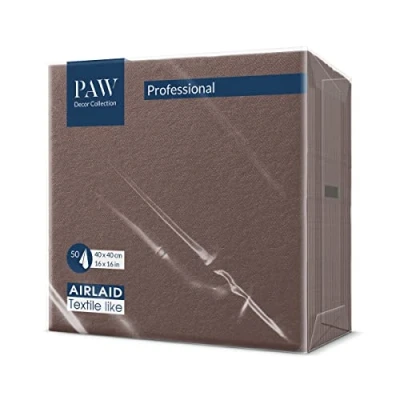 Abbildung von PAW Airlaid Servietten (40 x 40 cm) I 50 Stück Einfarbig Stoffähnlich Elegante Tischdekoration HoReCa Zu wichtigen Anlässen wie Hochzeiten, Feiern, Weihnachten Unicolor: Braun