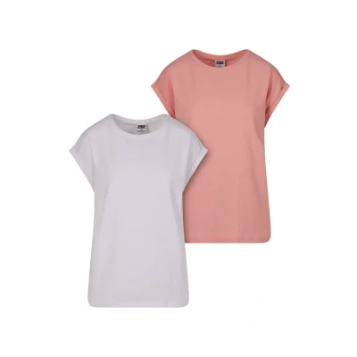 Abbildung von Urban Classics Extended Shoulder 2PACK Tshirt basic, Damen, Größe: XS, Lemonadepink white