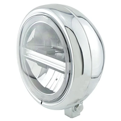 Abbildung von HIGHSIDER Pecos Typ 6 Motorrad 5 3/4 Zoll LED Scheinwerfer mit TFL, E geprüft (Chrom)