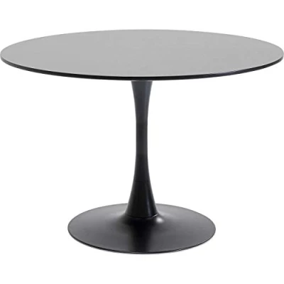 Abbildung von Kare Design Tisch Schickeria, Schwarz, Durchmesser 110cm, Esszimmertisch, Stahl Gestell, Holztisch foliert, Platz für 4 6 Personen, 74x110x110cm (H/B/T)
