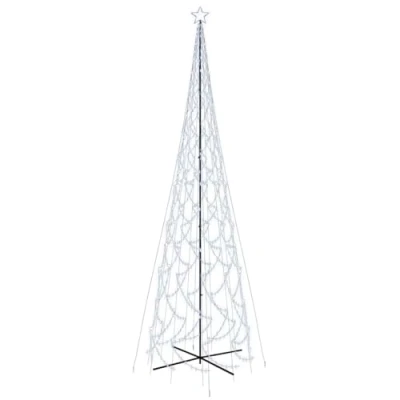 Abbildung von vidaXL LED Weihnachtsbaum Kegelform Tannenbaum Lichterbaum Weihnachtsdeko Stern Beleuchtung Außen Beleuchtet Lichterkette Kaltweiß 3000 LEDs 230x800cm