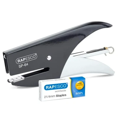 Abbildung von Rapesco 1267 SP 64 Heftzange, 12 Blatt Heftleistung, Chrom Schwarz