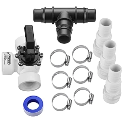 Abbildung von Monzana® Bypass Set Pool 12 teilig 3 Wege Ventil Anschluss Ø 32/38mm Schlauchschellen Sandfilteranlagen Poolheizung Wärmepumpe Solarheizung