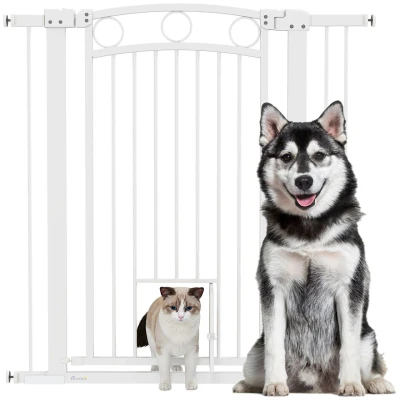 Abbildung von Türschutzgitter Hund, 76 104 cm Absperrgitter ohne Bohren, Treppengitter Weiß