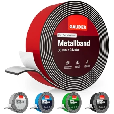 Abbildung von GAUDER Metallband selbstklebend rot I Magnethaftband ideal für Tonies® Figuren &amp; Regale Magnetband Magnete Ferroband Eisenband (3 m)