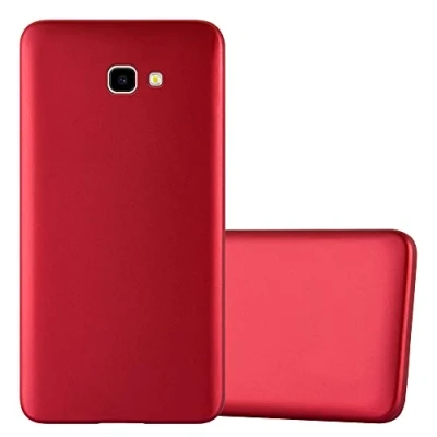 Abbildung von Cadorabo Hülle kompatibel mit Samsung Galaxy J4 Plus Schutzhülle TPU Silikon Case Metallic Design Slim Kratzfest Weiche Gummi Rundumschutz für in Rot