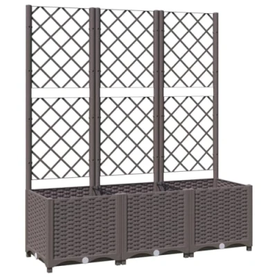 Abbildung von vidaXL Pflanzkübel mit Rankgitter Blumenkübel Pflanzkasten Blumentopf Blumenkasten Rankhilfe Spalier Gartenspalier Braun 120x40x136cm PP