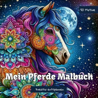 Abbildung von Mein Pferde Malbuch: Mandala Malbuch für Mädchen ab 10 Jahren und Erwachsene mit 50 Tier Motiven. zum Entspannen, Stressmanagement Achtsamkeit