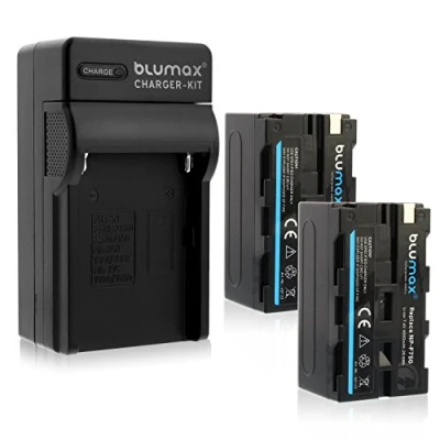 Abbildung von Blumax 2X Akku ersetzt Sony NP F750/F970/F960/F550 4000mAh + Ladegerät inkl. KFZ Ladekabel