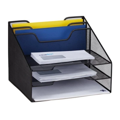 Abbildung von relaxdays Organizer Dokumentenablage Metall 5 Fächer, Schwarz