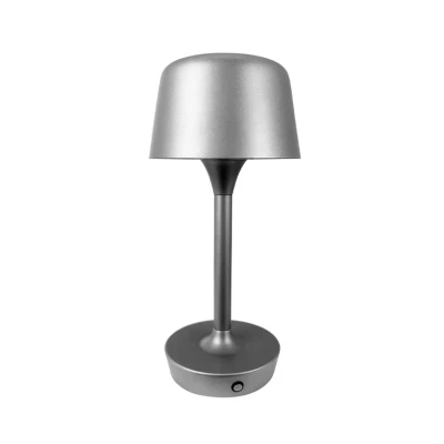 Abbildung von Dyberg Larsen LED Akku Tischlampe Flow, silber, Höhe 25 cm