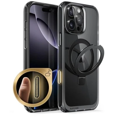 Abbildung von SupCase für iPhone 16 Pro Max Hülle 6.9&#039;&#039; mit Ringständer, Kompatibel MagSafe Slim Handyhülle Dünn Case Durchsichtig Schutzhülle Backcover [UB Mag Stand] (FSchwarz)
