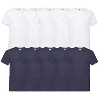 Abbildung von Fruit of the Loom Herren V Neck Valueweight T Shirt (erPack 10 (XL, 5Weiss/5Navy)