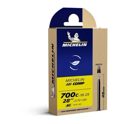 Abbildung von MICHELIN Unisex Adult Camera d&#039;Aria 700 x 18/25 A1 LIGHT Valvola Presta 48mm, nero, 48 mm