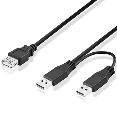 Abbildung von BestPlug 30cm Y 2.0 USB Kabel Verteiler Splitter Weiche, 2 A Stecker männlich auf 1 Buchse Kupplung weiblich, High Speed, Schwarz