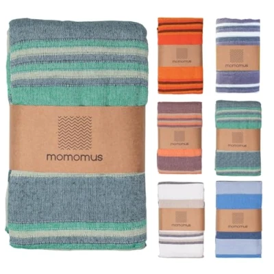 Abbildung von MOMOMUS Picknickdecke XXL für den Strand Faltbar, Groß und Mit Fransen Strandmatte/Stranddecke Sandfrei Picknicks oder Leichte Campingdecke Grün, 210x240 cm