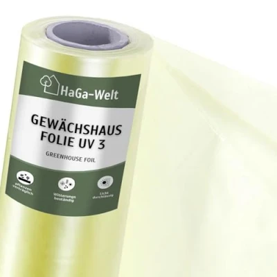Abbildung von HaGa Foliengewächshaus UV3 Gewächshausfolie in 6m Breite (Meterware), Zur Bespannung von Gewächshäusern, Fenstern, Tomatenhaus, Treibhausfoliedreilagig, UV beständige Gartenfolie, Tomatenhaus