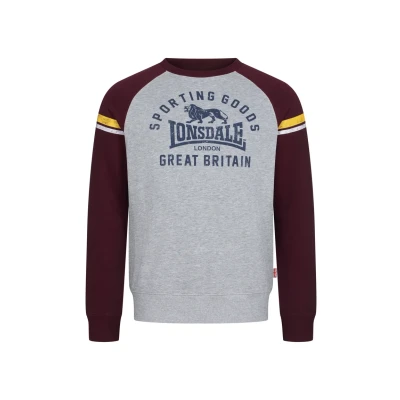 Abbildung von Lonsdale Rundhals Normale Passform Bregis Sweatshirt, Herren, Größe: XL, Marl grey oxblood navy
