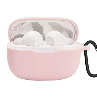 Abbildung von GIOPUEY Hülle für JBL Wave 200TWS, Transparent TPU Stoßfeste Schutzhülle, Ultradünn, Kein Geruch, 200TWS Silikon Pink