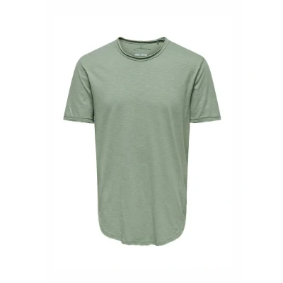 Abbildung von Herren O&amp;S Rundhals T Shirt Langes Einfarbiges Kurzarm Basic Shortsleeve aus Baumwolle ONSBENNE, Farben:Pastell Grün, Größe:M