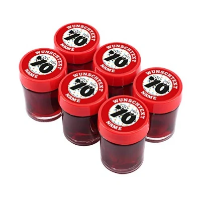 Abbildung von Herz &amp; Heim® Birnen Schnaps oder Kirschlikör mit Namensaufdruck und Wunschtext zum 70. Geburtstag