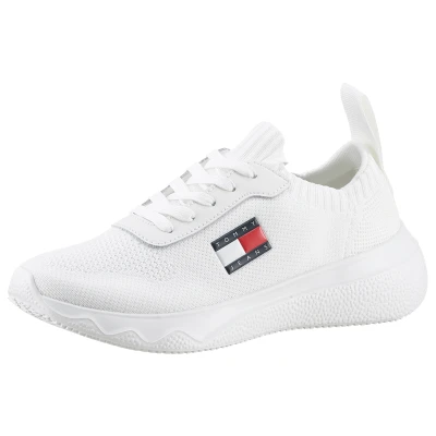 Abbildung von Tommy Jeans TJW KNIT RUNNER Slip On Sneaker, Freizeitschuh, Halbschuh, Schlupfschuh mit seitlicher Logoflagge
