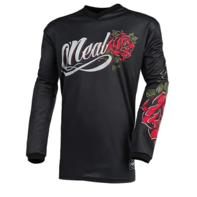 Abbildung von O&#039;NEAL Motocross Trikot Enduro MX Atmungsaktives Material, gepolsterter Ellenbogenschutz, Damenspezifischer Schnitt Women&#039;s Element Jersey Roses Damen Schwarz Rot Größe S