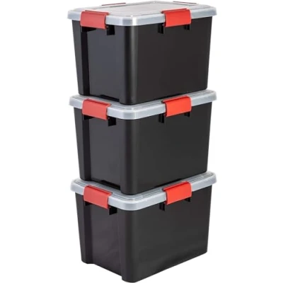 Abbildung von Iris Ohyama Luftdichte Kunststoff Aufbewahrungsboxen mit Deckel, 20L, 3er Set, Schwarz, Hermetischer wasserdichter Verschluss, Robuste Schnappverschlüsse, Stapelbar, Staubschutz, BPA frei, AT SD