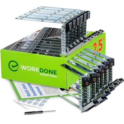 Abbildung von WorkDone 12er Pack 2,5 Zoll Laufwerk Caddy Kompatibel für Dell PowerEdge Servern der 14. Generation R440 R640 R740 R740xd R840 R940 R6415 DXD9H Aufkleber Installationshandbuch