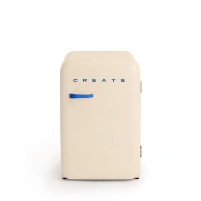 Abbildung von CREATE / RETRO FRIDGE 83.5 COBALT/Kühlschrank in Cremeweiß, Griff Kobaltblau 98W, niedriger Verbrauch, 2 Ablagen, Temperaturregler, Flaschenhalter, 56x54x84cm