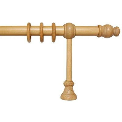 Abbildung von iso design Gardinenstange aus Holz mit 28 mm Durchmesser in Eiche hell, viele Größen, 140 cm