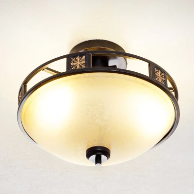 Abbildung von Trio Leuchten LED Deckenleuchte Quinta 608100324, Metall rostfarbig, Glas champagnerfarbig, exkl. 3x E27