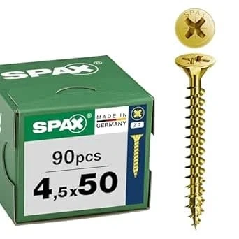 Abbildung von SPAX Universalschraube, 4,5x 40 mm, 90 Stück, Vollgewinde, Senkkopf, Kreuzschlitz Z2, 4CUT, YELLOX 8000000287756