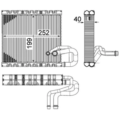 Abbildung von MAHLE ORIGINAL AE 106 000P Verdampfer ohne Expansionsventil MERCEDES BENZ: Sprinter 5 T Kastenwagen