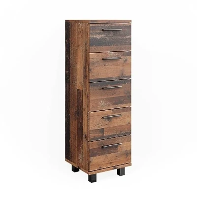 Abbildung von Vicco Midischrank Ilias, Eiche rustikal, 30 x 95 cm mit 5 Schubladen