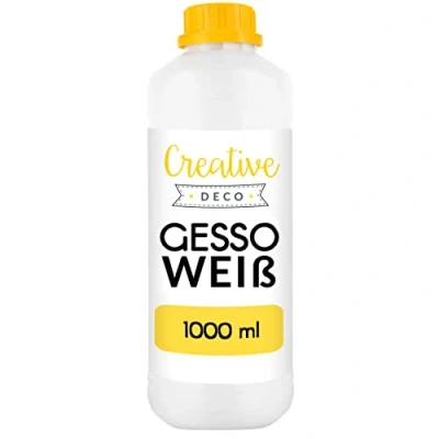 Abbildung von Creative Deco Grundierfarbe Professionell Gesso 1L Perfekte Grundierung für Malerei, Primer Acryl Farben, Öl Pouring, Decoupage