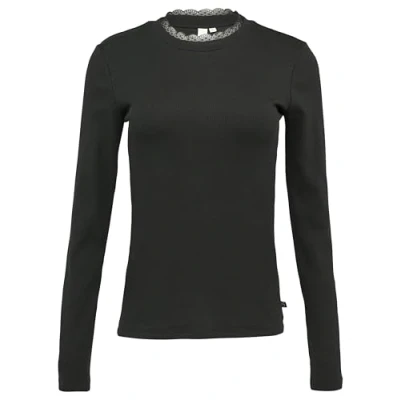Abbildung von QS Schmales MIT Detail AM Ausschnitt Langarmshirt, Damen, Größe: XS, Schwarz