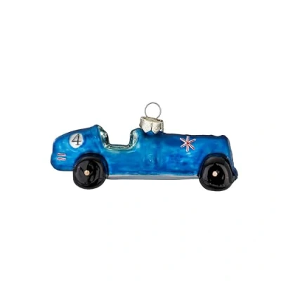 Abbildung von Christbaumschmuck Glas 9cm Rennauto Figur zum Aufhängen handbemalt Weihnachtsbaum Anhänger für Weihnachten Christbaumanhänger &amp; Weihnachtsbaumschmuck Fahrzeug Auto Blau