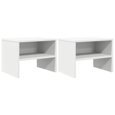 Abbildung von vidaXL 2X Nachttisch mit offenem Fach Nachtschrank Beistelltisch Telefontisch Couchtisch Nachtkommode Nachtkonsole Weiß 40x30x30cm Holzwerkstoff