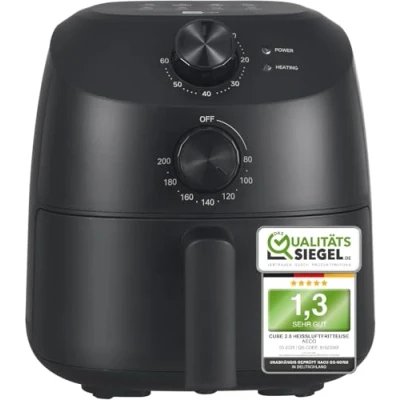Abbildung von aeco Cube 2.0 Mini Airfryer Kompakte Heißluftfritteuse, 2L, 5 Kochfunktionen, 60 Min. Timer, Antihaft, 80% weniger Öl, energieeffizient