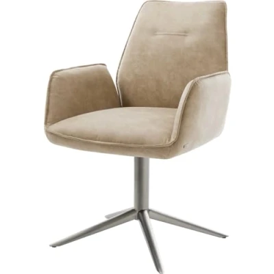 Abbildung von Drehstuhl Zoa Flex Mikrofaser Beige Vintage Fußkreuz Graphit 360 drehbar Wippfunktion Taschenfederkern