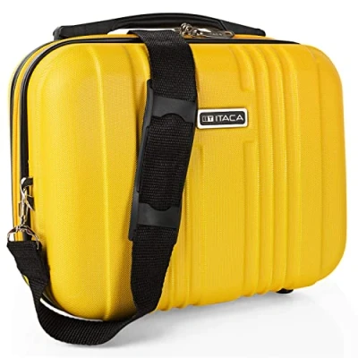 Abbildung von ITACA Kosmetikkoffer Hartschale Groß, Beautycase Damen, Trolley &amp; Handgepäck Koffer: Beauty Case Hartschale, Kosmetik Koffer, Kosmetiktasche Groß Ideal für Reisen! T71535, Gelb