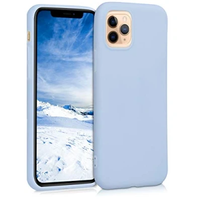 Abbildung von kwmobile Hülle kompatibel mit Apple iPhone 11 Pro weiches TPU Silikon Case Cover geeignet für kabelloses Laden Hellblau matt