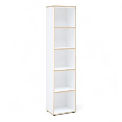 Abbildung von Memphis Aktenregal in Weiß, Artisan Eiche Optik Modernes Standregal mit 5 offenen Fächern 45 x 197 38 cm (B/H/T)