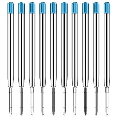 Abbildung von 10er Set Großraumminen für Kugelschreiberminen Metall Ersatzminen das G2 Format,Kompatible Minen 1,0mm Strichstärke M,Ersatzminen Kugelschreiber Schreibfarbe Blau